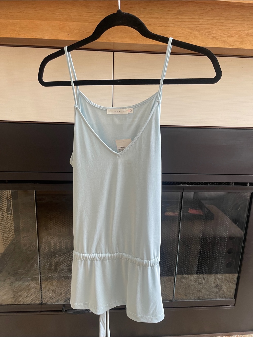 Lush Light Blue Spaghetti Strap Peplum Camisole